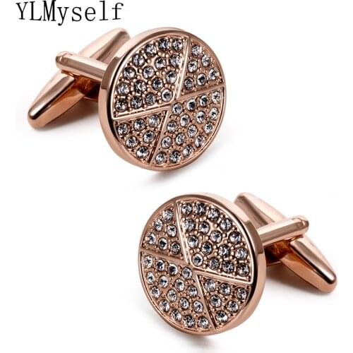 Trendy Stable quality cufflinks Round crystal cufflink for men Copper abotoadura top quality mans cuff links for wedding