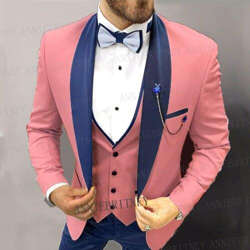 2021Spring High Quality Solid Made Slim Fit Suit Mens Clothing Business Formal Wear Wedding Dress Sets (Jacket +Pants+Vest)