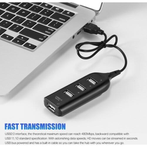 USB 2.0 High Speed 4 Ports Splitter Usb Hub Adapter for PC Laptop Computer Receiver Computer Peripherals Accessories