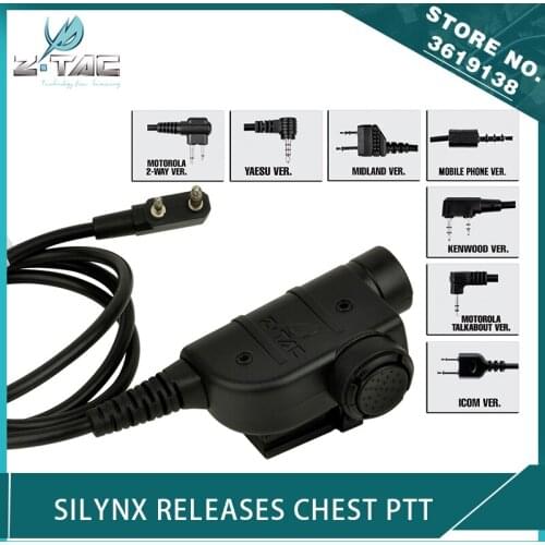 Z-Tactical ZSilynx Releases Chest PTT Airsoft PTT Push-to-Talk for Tactical zSordin/Comtac II Headset Accessories