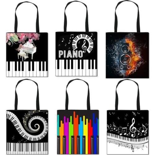Piano Music Note Print Tote Bag Fashion Women Handbag Girls Shoulder Storage Bags for Travel Ladies large Capacity Shopping Bag