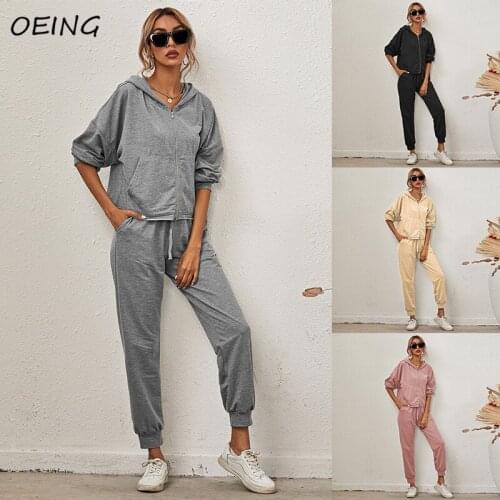 Womens Two Piece Fall Outfits Sets Jogging Tracksuit Zip Up Hoodie Pants Sport Wear Sweat Suit