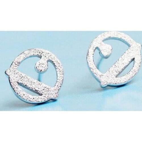 925 Sterling Silver Jewelry Fashion Creative Cute Personality Viking Cat Hollow Scrub Female Anti-allergic Stud Earrings SE171