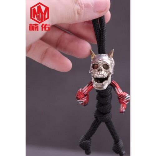 1PCS Original Design Devil Duke Keychain EDC Paracord Brass Knife Beads Handmade Keychain Pendant