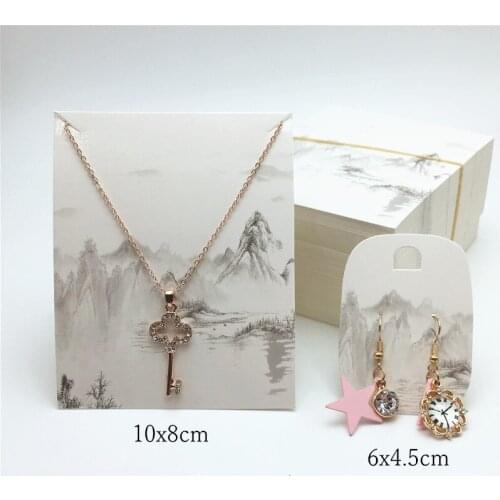 100pcs Paper Vintage Ink Painting Necklace Cards Earring Packaging Display Cards Set Jewelry Accessories Pendant Ear Drop Cards
