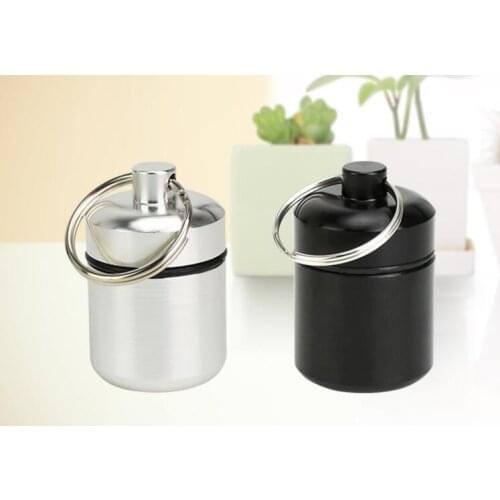 100pcs/lot Aluminum Mini Portable Pill Box Keychain Waterproof Pill Case Bottle Outdoor Drug Holder Container Tablet Storage Box