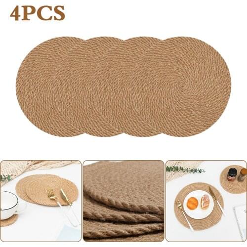 4PCS Natural Hemp Rope Round Placemats Tablemats Dining Table Heat Mat ( 30cm/11.8inch) Kitchen BBQ Tools Supplies Dropshipping