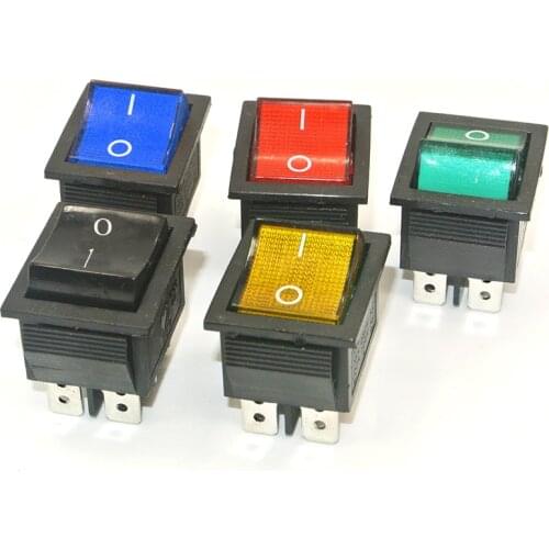 50 PCS 6 PIN LLUMINATED ROCKER SWITCH RED DPDT ON/OFF 15A /250VAC