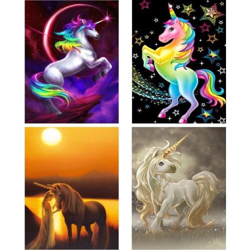 5D DIY Diamond Painting Embroidery Full Square Round Drill Cross Stitch Kits Mosaic Home Decor Colored Unicorn Kirin