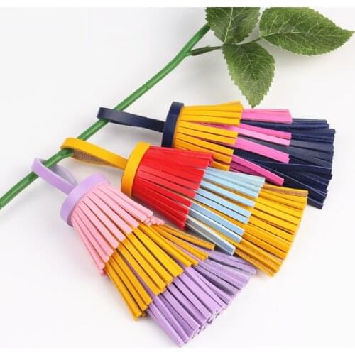 6pcs 13cm Big Pu Leather Tassels For Keychain Making Bag Charms Diy Accessories