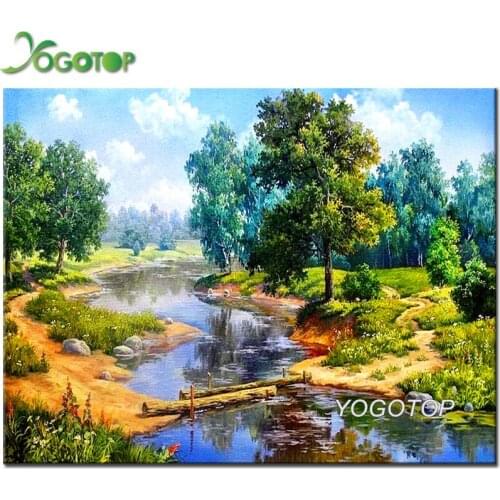 Diamond Embroidery Sale spring natural Landscape 5D Mosaic Lake tree Full Square/Round Diamond Painting Crafts Gift DIY YY2008