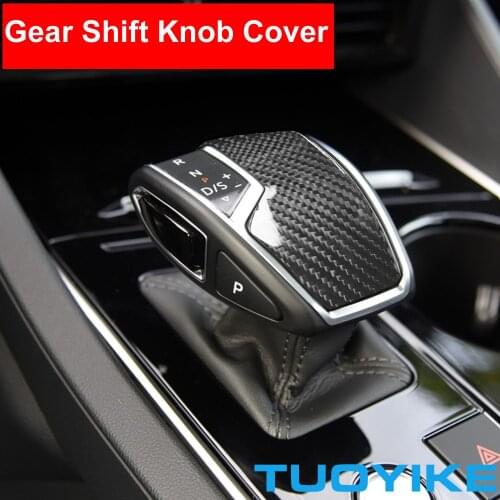 Car Styling Real Carbon Fiber Gear Shift Knob Cover Control Handle For Volkswagen Touareg 2019 Interior Moulding Accessories