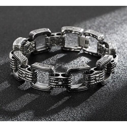 Personality Punk Retro Pattern Mens Bracelet 316 Stainless Steel Jewelry