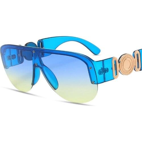 One Piece Rectangle Sunglasses Women Sexy Gradient Big Frame Flat Top Sun Glasses Brand Designer Vintage Eyewear Female Oculos