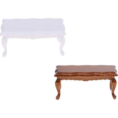 Dollhouse Tea Table Miniature Wooden Wavy Shape End Table For 1/12 Dollhouse Living Room Accessories Decoration