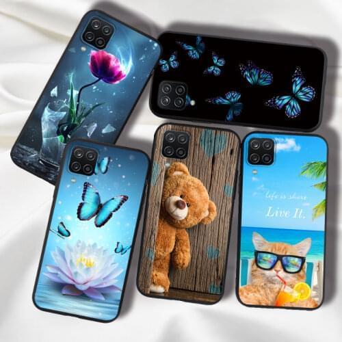 Silicone Case For Samsung Galaxy A12 A52 A72 Case TPU Butterfly Cat Flower Capa For Samsung A52 A72 A12 A 12 72 A 52 Phone Cover