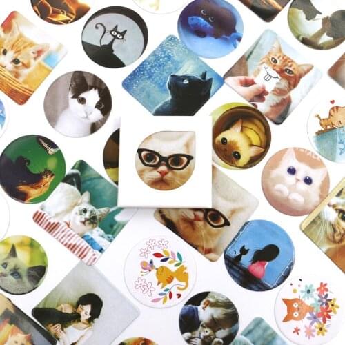 Decoration Stickers Cat sticker Adhesive Stickers Creative Vintage Cartoon Animal Cat Themes DIY Stickers 38PCS/box
