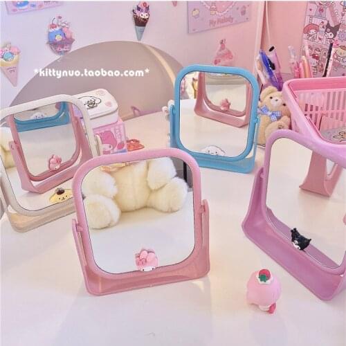 Double-sided Desktop Makeup Mirrors Desktop Stand Makeup Vanity Mirror Rotating Hand Mirror Cosmetic Compact Mirror for Women