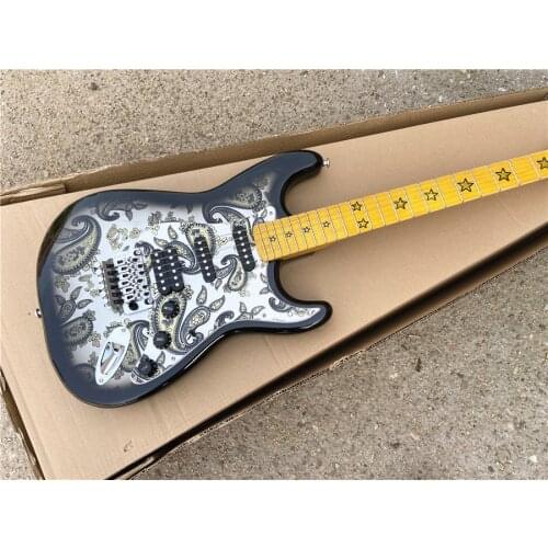 High quality electric guitar, maple fingerboard retro color, front and rear stickers electric guitar, double wave electric guita
