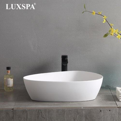 European Design Artificial Stone Basin Matt White Bathroom Basin Solid Surface Basin