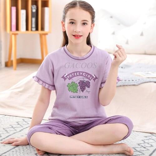 Short-sleeved Cotton Pajamas for Girls Children Sleepwear Pijamas Girls Teenage Boys Cartoon Pajama Sets Night Suits for Kids