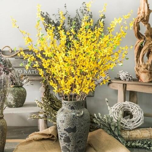1pcs Autumn Decoration Vivid Winter Jasmine Artificial Flowers Wedding Home Decor Fake Flower Indoor Artificial Plants Ornament