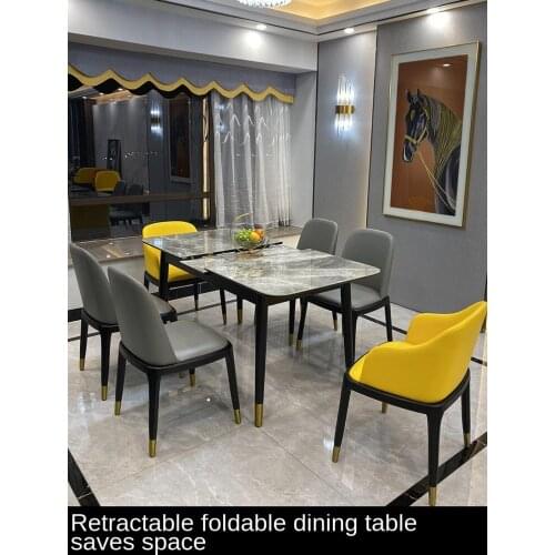 Italian rock plate retractable folding dining table Modern minimalist luxury chair table