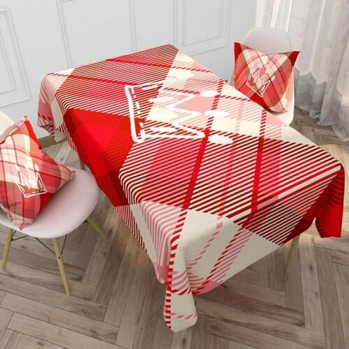Red Plaid Valentine Tablecloth Rectangular Waterproof Stain Tables Cloth Oilcloth Party Dining Table Cover For Home Kitchen