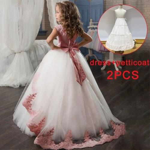 2021 First Communion Bridesmaid Girl Lace Princess Dress Kids Dresses For Girls Children Costume Party Wedding Dress 10 12 Years
