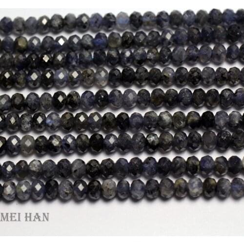 Meihan Free shipping natural 4*6mm Iolite faceted rondelle round gemstone beads for jewelry making diy design