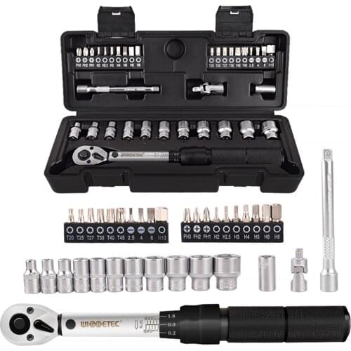 35 in 1 Household Adjustable Spanner Socket Wrench Tool Kit 2-20Nm 1/4 Preset Professional Torque Wrench Sets Bicycle Fix