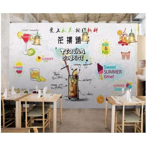 Custom photo 3d wallpaper European hand-painted teahouse shop juice drink cold drink shop 3d wall murals wallpaper for wall 3 d