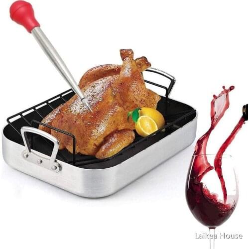 Stainless Steel Turkey Chicken Meat Set Of 4 Needles And Cleaning Brush Easy To Use 1 Set Party Kitchen Tools Accessories