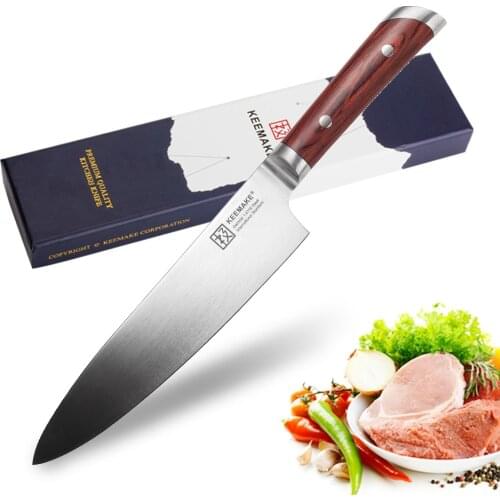 SUNNECKO 8" inch Chef Knife Kitchen Knives Meat Cutter Tools High Carbo German 1.4116 Stainless Steel 58HRC Color Wood Handle