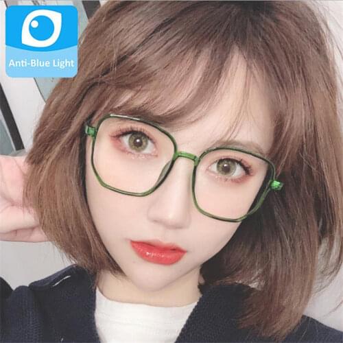 New Anti Blue Light Glasses Women Square Eyeglass Frame Female Clear Lens Green Eyepiece Shades Male Eyewear Men