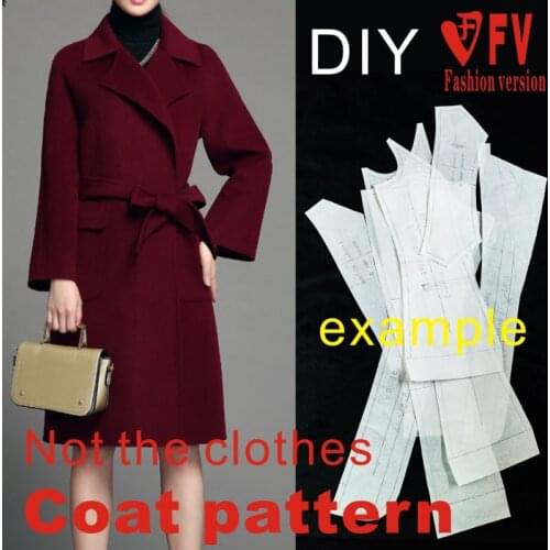 Garment raglan sleeve belt double-sided woolen wool coat pattern 1:1 sewing structure design drawing BFY-143