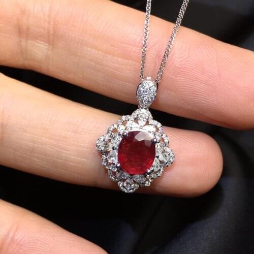 P409 Ruby Pendant 18K Gold Jewel 100% Natural Pigeon Blood Red Ruby 1.28ct Gemstones Pendants for Women Necklace