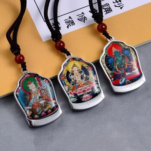 Titanium steel pendant, Decathlon box, Tibetan Buddha Six character mantra Necklace Buddha