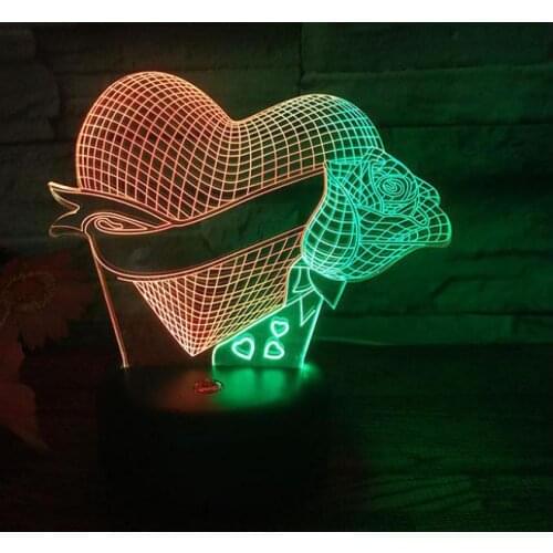 Rose Love Led 3d Colorful Nightlight Lovely cartoon childrens toys Gift Lamp Acrylique Decoracion Usb Led Light