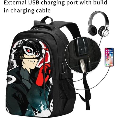 Joker Persona 5 USB Interface backpack Cartoon Anime School Bags Boys Rucksack Girls Knapsack Men Women Travel Bag