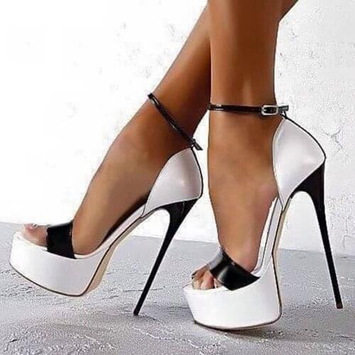 Minan Ser 2020 NEW 14-16CM Platform High Heels Sandals Summer Sexy Ankle Strap Open Toe Gladiator Party Dress Women Shoes