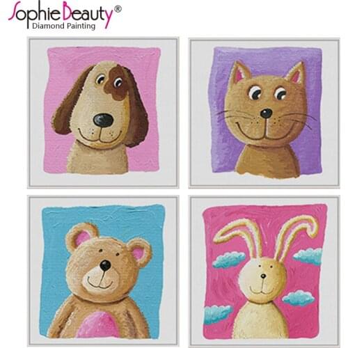 Diy diamond painting cross stitch beauty animals handmade bear beaded embroidery dog needlework cat arts crafts sewing mosaic