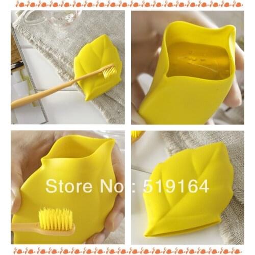 2pcs/set Creative Candy Color Maple Leaf Travel Potable Silicone Toothbrush+Cup Set