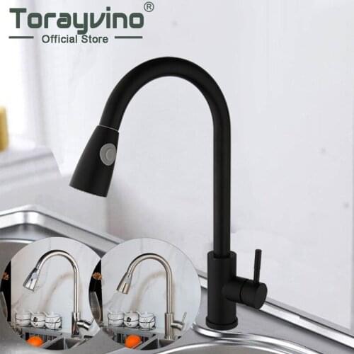 Kitchen Faucets Sink Brass Pull Out And Rotatable Taps Deck Mounted Black & Chrome & Brushed Nickel Faucets Mixer Water Tap