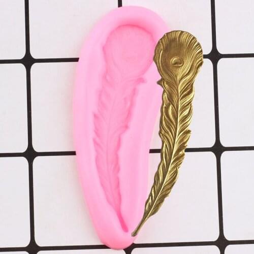 Peacock Feather Silicone Mold Baking Fondant Cupcake Topper Decorating Tools Chocolate Gumpaste Moulds Candy Resin Clay Molds