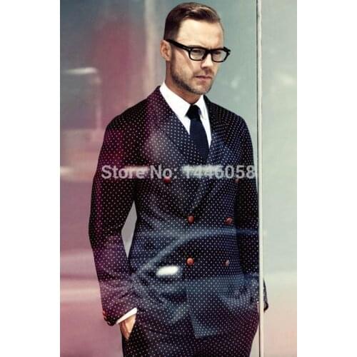 High Quality Double-Breasted Groomsmen Peak Lapel Groom Tuxedos Men Suits Wedding/Prom Best Man Blazer ( Jacket+Pants+Tie) A72