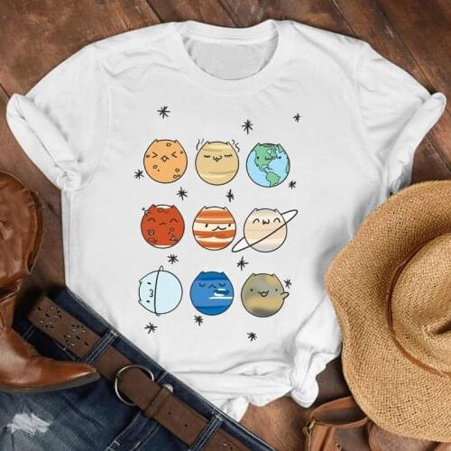 Women Lady Animal Space Cool Fashion Cute 90s Style Cartoon Shirt Clothes Tshirt Tee Womens Top Female Print T Graphic T-shirt