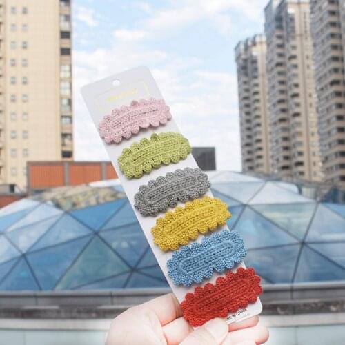 South Korean ins autumn and winter womens hair accessories knitting wool lace hairpin BB clip with large hairpin