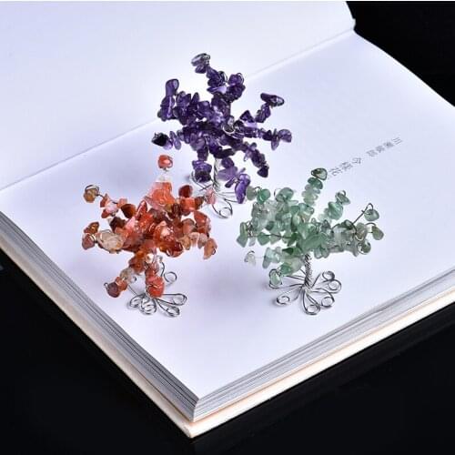1PC handmade Natural Crystal Mineral Ornaments Tree of Life Decoration Magic Repair Family Home Decoration Couple DIY Gift