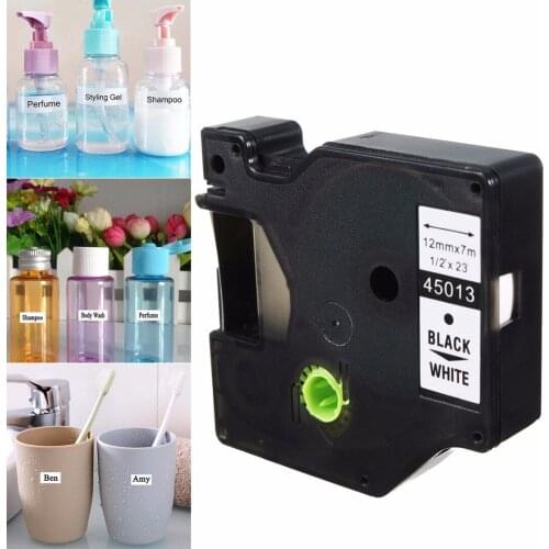 1pc New 45013 Black on White Tape Cartridge 12mm For DYMO D1 Label Tape Cassette 2mmx7m